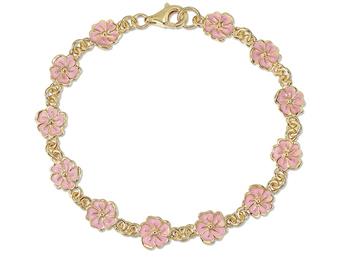 Armb. sølv forgyldt blomst rosa, fra L&G