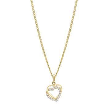 8kt. guldvedhæng dobbelt hjerte m/cz inkl. forg., fra Siersbøl