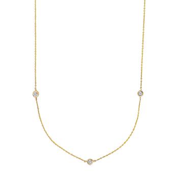 14kt. guldhalskæde m/3 x dia. 0.01ct W/SI, fra Siersbøl