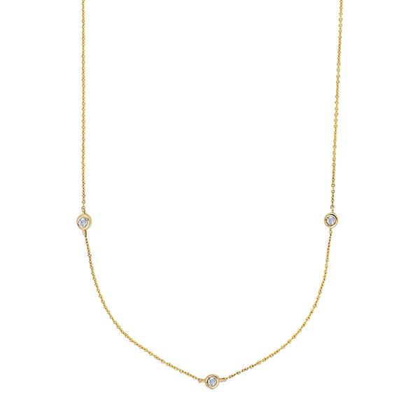 14kt. guldhalskæde m/3 x dia. 0.01ct W/SI, fra Siersbøl