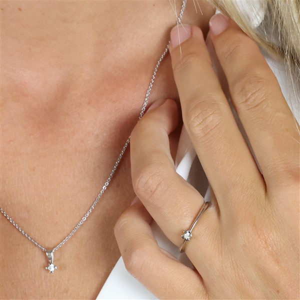 MARY Ring sølv LG DIAM 0,05CT W/VS, fra Aagaard