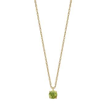 14kt. guldhalskæde m. 4mm peridot, fra Siersbøl