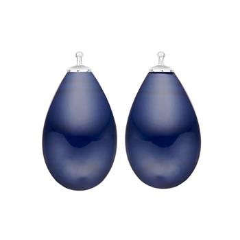 Bøhmisk kvartsglas dråbe farve84 m/rh sølv - par, fra Heinzendorff