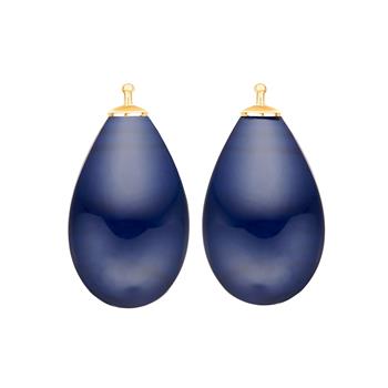 Bøhmisk kvartsglas dråbe farve84 m/fg sølv - par, fra Heinzendorff