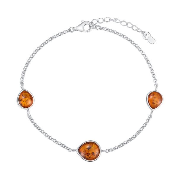 Sølv armbånd med rav, fra Støvring Design