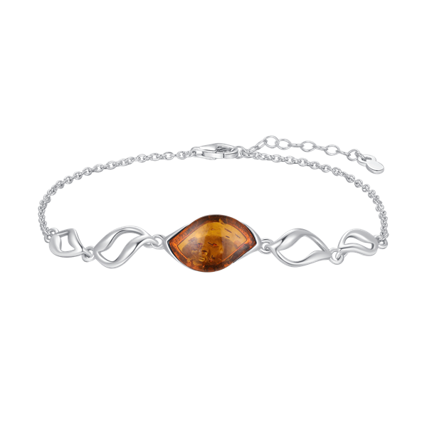 Sølv armbånd med rav, fra Støvring Design