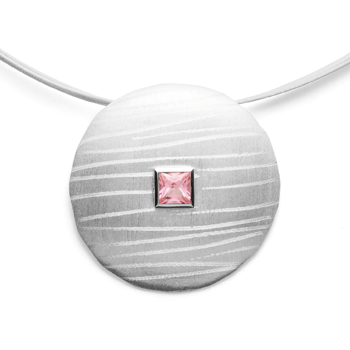 925/- Vedhæng mat/børstet, PINK TOPAZ 0,70CT, fra Bastian Inverun