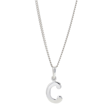 Rhod. sølvbogstav C 12mm inkl. kæde , fra Siersbøl