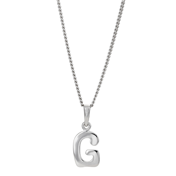 Rhod. sølvbogstav G 12mm inkl. kæde , fra Siersbøl
