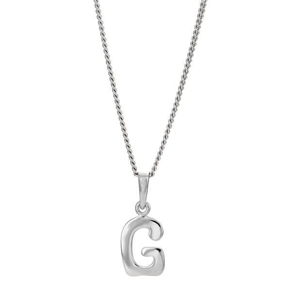 Rhod. sølvbogstav G 12mm inkl. kæde , fra Siersbøl