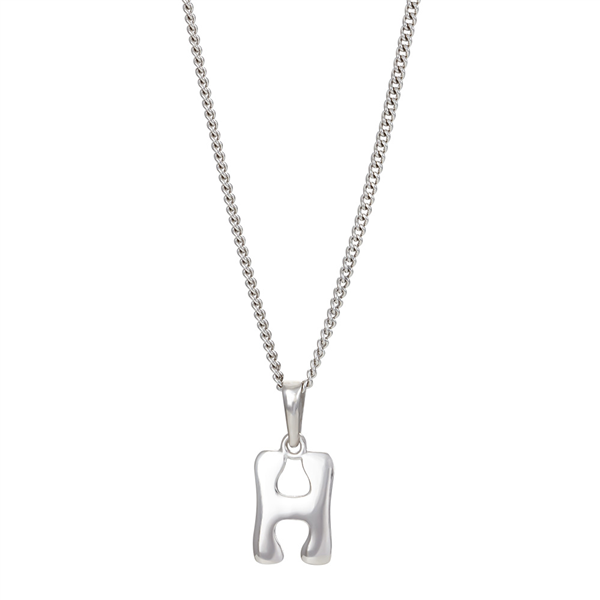 Rhod. sølvbogstav H 12mm inkl. kæde , fra Siersbøl