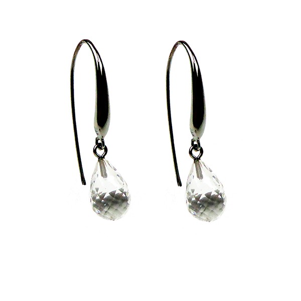 Øreringe med Bjerg Krystal 12x8mm & Sort Rhodineret Bjerg Krystal & Sort Rhodineret, fra San - Links of Joy