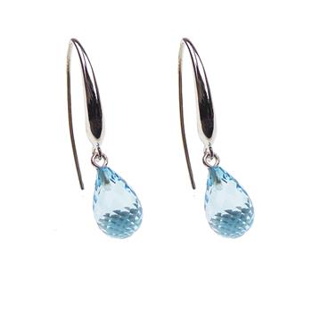 Øreringe med Blå Topas 12x8mm & Rhodineret Topas & Rhodineret, fra San - Links of Joy