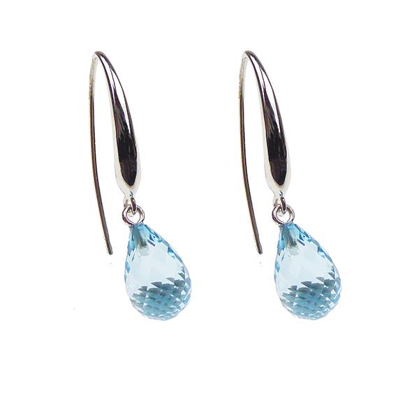 Øreringe med Blå Topas 12x8mm & Rhodineret Topas & Rhodineret, fra San - Links of Joy