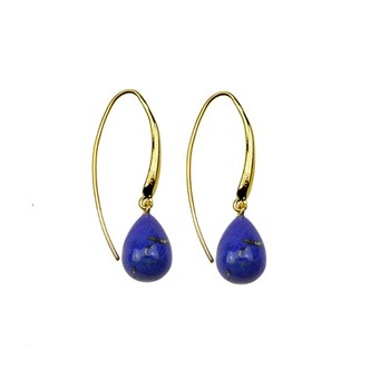 Øreringe - Forgyldt med Lapis 12x8mm Forgyldt pr.par, fra San - Links of Joy