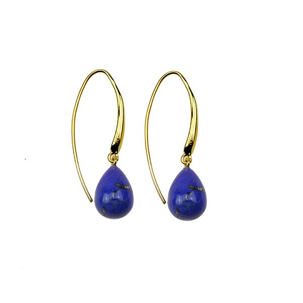 Øreringe - Forgyldt med Lapis 12x8mm Forgyldt pr.par, fra San - Links of Joy