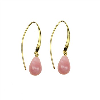 Øreringe - Forgyldt med Pink opal 12x8mm Forgyldt pr.par, fra San - Links of Joy