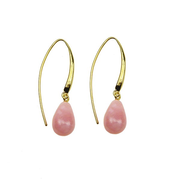 Øreringe - Forgyldt med Pink opal 12x8mm Forgyldt pr.par, fra San - Links of Joy