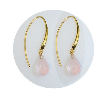 Øreringe - Forgyldt med Rosa kvarts 12x8mm Forgyldt pr.par, fra San - Links of Joy