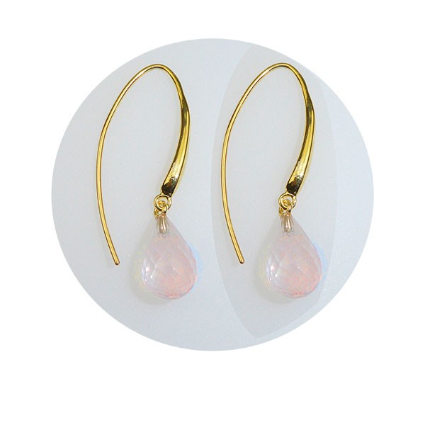 Øreringe - Forgyldt med Rosa kvarts 12x8mm Forgyldt pr.par, fra San - Links of Joy