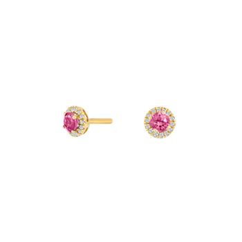 14kt. guldørestikker m/dia 0.05ct W/SI+pink topas, fra Siersbøl