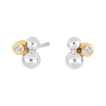 Sølv rhodineret ørestik m. 0.04ct W/SI+14kt, fra Siersbøl