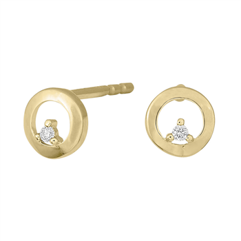 14kt. cirkel ørestik m/ 0,02 ct w/si, fra Siersbøl