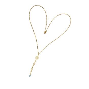 18kt halskæde med Ferskvandsperler & Topas 38cm, fra San - Links of Joy
