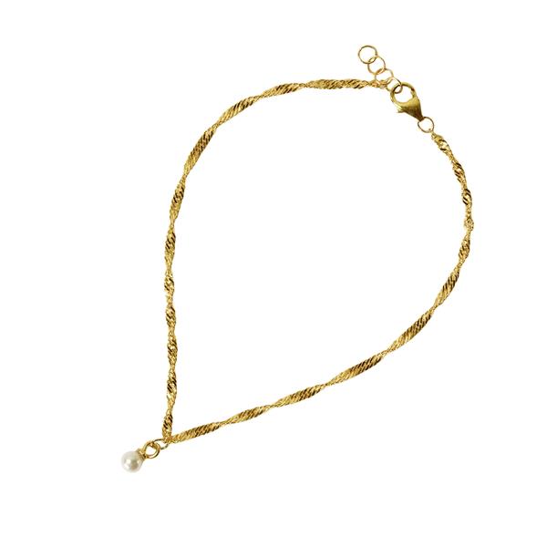 9kt armbånd med ferskvandsperle 16+1cm, fra San - Links of Joy