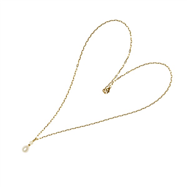 18kt halskæde med ferskvandsperler 45cm, fra San - Links of Joy