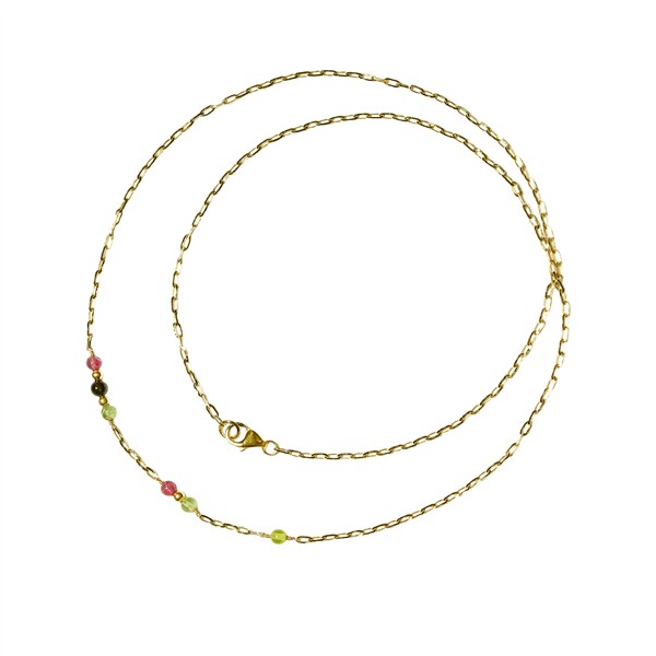 18kt armbånd & halskæde med turmalin 16+1cm, fra San - Links of Joy