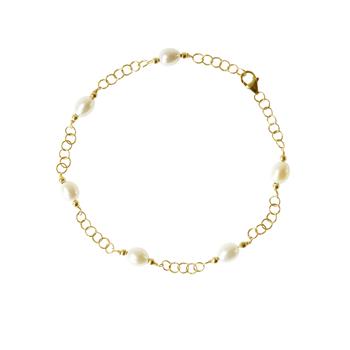 14kt armbånd & halskæde med Hvide Ferskvandsperler 50cm, fra San - Links of Joy