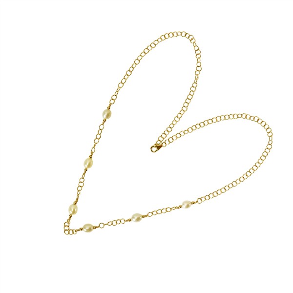 14kt armbånd & halskæde med ferskvandsperler 45cm, fra San - Links of Joy
