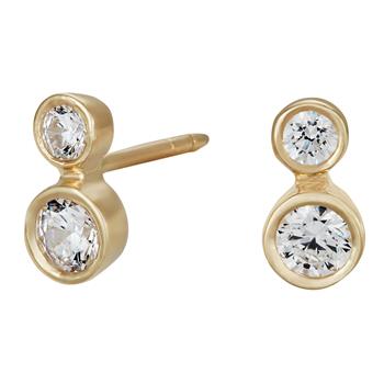 14kt. guldørestikker m/cz i rørfatning, fra Siersbøl