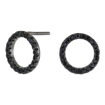 Sort rhd sølv ørestikker ANNANOR  cirkel 10mm, fra Joanli Nor