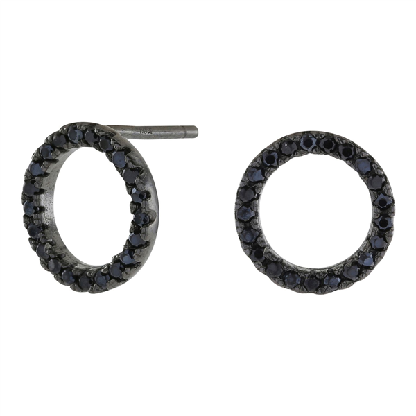 Sort rhd sølv ørestikker ANNANOR  cirkel 10mm, fra Joanli Nor