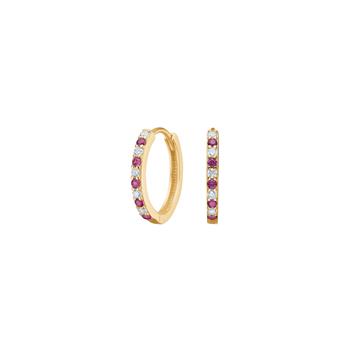 14kt. guldcreoler m/synt. rubin og cz, fra Siersbøl