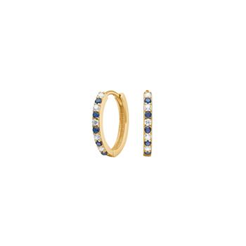 14kt. guldcreoler m/synt. safir og cz, fra Siersbøl