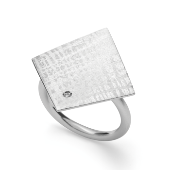 925/- Ring mat/børstet, dia. 0,02ct W-SI, fra Bastian Inverun