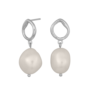 Rhd. sølv ørehænger  BAROQUE52 ferskv. 20mm , fra Nordahl