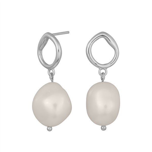 Rhd. sølv ørehænger  BAROQUE52 ferskv. 20mm , fra Nordahl