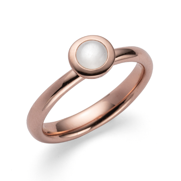 925/- Ring, rosé fg. blank, hvid månesten 0,42ct, fra Bastian Inverun