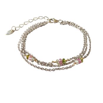 Armbånd & halskæde - Rhodineret med Turmalin 16+4cm, fra San - Links of Joy