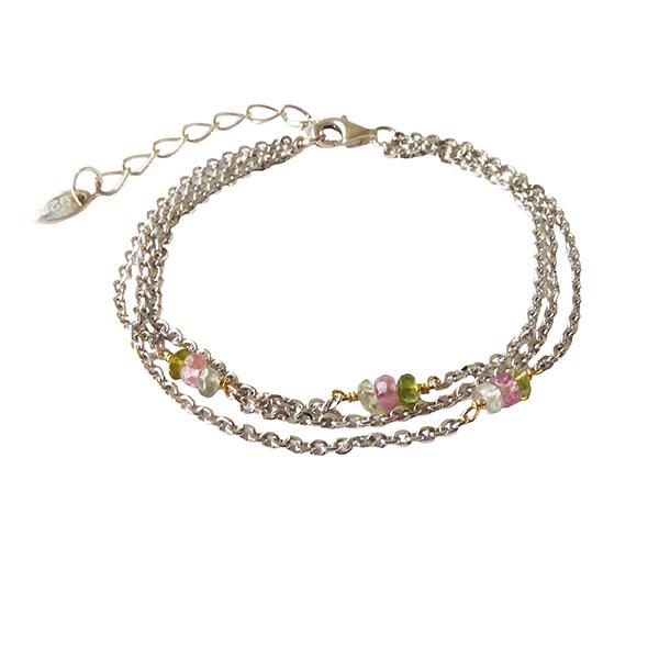 Armbånd & halskæde - Rhodineret med Turmalin 16+4cm, fra San - Links of Joy