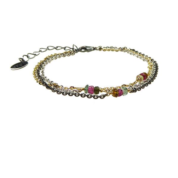 Armbånd & halskæde - 3 farvet med Turmalin 16+4cm, fra San - Links of Joy