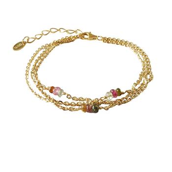 Armbånd & halskæde - Forgyldt med Turmalin 16+4cm, fra San - Links of Joy