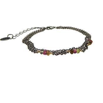 Armbånd & halskæde - Sort rhodineret med Turmalin 16+4cm, fra San - Links of Joy