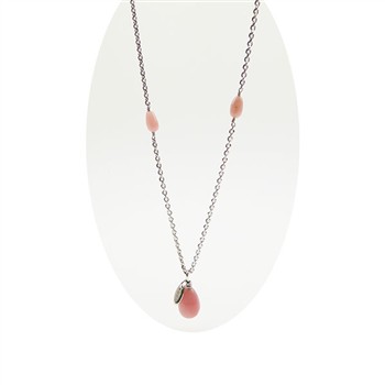Halskæde - Rhodineret/Pink opal 90cm, fra San - Links of Joy