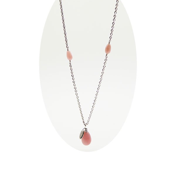 Halskæde - Rhodineret/Pink opal 55cm, fra San - Links of Joy