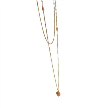 Halskæde - Forgyldt/Pink opal 90cm, fra San - Links of Joy